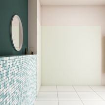 Aica Panel angular de pared para ducha en Aluminio, Marfil, 80x90x100x210cm, Revestimiento de paredes