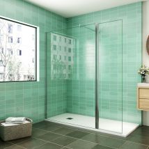 Aica Sanitaire - aica paroi de douche 110x200cm avec un retour pivotant 50cm livré avec une barre de stabilisation extensible ronde