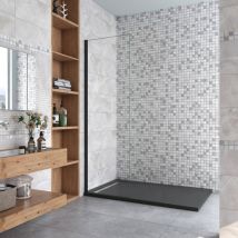 Aica Sanitaire - aica paroi de douche 60x200cm En 8mm verre anticalcaire paroi de douche à l'italienne profil Noir mat