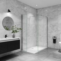 Aica Sanitaire - aica paroi de douche à l'italienne 150x200cm avec une barre de fixation paroi de douche pivotante 45x200cm verre 8mm securit