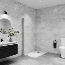 Aica Sanitaire - aica paroi de douche à l&39italienne pivotante 35x200cm paroi de douche retour pivotant mural en verre 8mm anticalcaire profilé en
