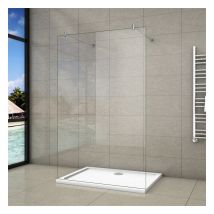 Aica Sanitaire - aica paroi de douche 147.7x200cm l'ouverture des deux côtés douche à l'italienne avec 2 barres extensibles ronds