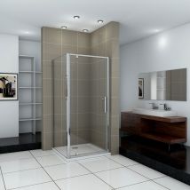 Aica Sanitaire - 1850mm Height Chrome 1000mm Pivot Shower Enclosure Door + 900mm Side Panel