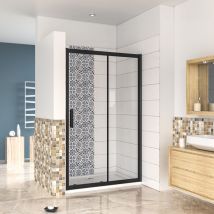 Aica Sanitaire - aica porte de douche noir mat 110x195cm porte de douche avec l'amortisseur porte coulissante en 8mm verre anticalcaire