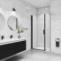 Aica Sanitaire - aica porte de douche pivotante 120x200cm avec un élément fixe Porte de douche noire Hauteur 200cm en 8mm verre anticalcaire