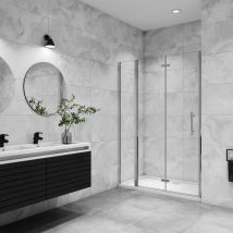 Aica Sanitaire - aica porte de douche pivotante 100x195cm en 6mm verre anticalcaire porte de douche pliante avec un élément fixe