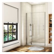 Aica Sanitaire - aica porte de douche pivotante 100x197cm porte de douche avec 1 élément fixe en 6mm verre anticalcaire
