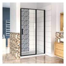 Aica Sanitaire - aica porte de douche pivotante 120x185cm noir mat en verre anticalcaire installation en niche