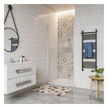 Aica Sanitaire - aica porte de douche pivotante 90x185cm profilé blanc en verre anticalcaire