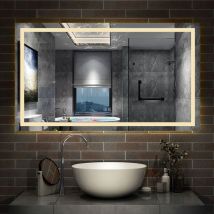 Aica Sanitaire - Simple Bluetooth led miroir de salle de bain tricolore tactile avec anti-buée et fonction mémoire 80x60cm