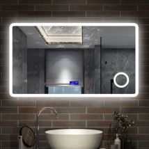 Aica Italy - Aica - Specchio Con Led 120x70cm.bluetooth + Ingrandimento 3x + Orologio + Antiappannamento