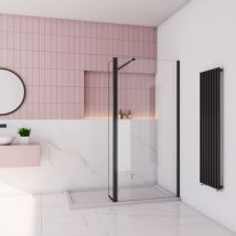 Aica Walk in Schwarz Duschkabine 160x200cm Duschwand mit 30x200cm Flipper Panel mit 73-120cm flexiblen Stange 10mm Nano-ESG Duschtrennwand