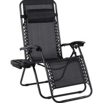 Liferun Chaise Longue Jardin, Ergonomique Et Respirante Pliable, Fauteuils Relax Pliants Avec Coussin De Tête Réglable Et Porte-gobelet, Structure En 
