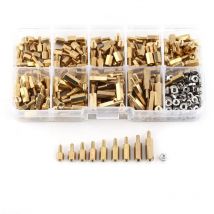 Entretoise M2.5, 360 Pièces/ensemble Entretoise Mâle-femelle en Laiton M2.5 + Assortiment D'écrous Hexagonaux en Acier Inoxydable avec Boîte en