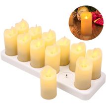 Aiducho - Lot de 12 bougies led artificielles à éclairage jaune chaud avec base pour décoration de table de centre de table de mariage d'anniversaire