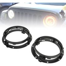 Aiducho - Lot de 2 anneaux de phare ronds de 7 pouces, support de montage de phare, anneau de retenue pour Wrangler jk 2007 à 2018