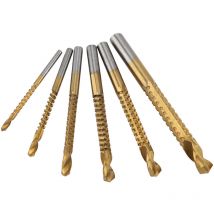 Lot de 6 forets hss revêtus de titane pour le travail du bois, l'aluminium et le plastique - Aiducho