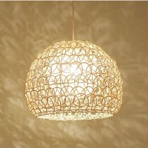 Aiducho - Lustre Double Rotin Suspension En Osier E27 Luminaire Suspendu Plafond Abat-Jour En Rotin Luminaire DéCoratif Pour Jardin, Salle à Manger,