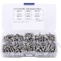 M3 Vis et Écrous 304 Vis Inox Visserie Tête Hexagonale Asso - Aiducho