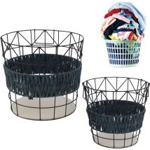 Aiducho - Panier à Linge Rond Moderne, 2 Pièces, Panier à Linge Sale, Organisateur De Rangement Pour Salle De Bain