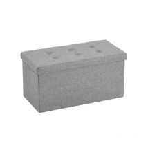 Aiducho - Pouf Coffre de Rangement Boîte Tabouret Pliant Banc Pouf de Pliable Tissu en Lin, 76 x 38 x 38 cm,Gris