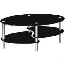AIDUCHO Table Basse Salon,Table Basse En Verre Trempé À 3 Couches Table Basse Ovale Convient Pour Salon, Bureau,90 X 50 X 45 Cm (Noir)
