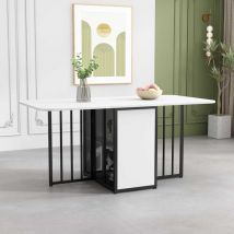 Aiducho - Table De Salle à Manger Pliante Multifonctionnelle Extensible Et Mobile Avec Tiroirs Table Pliante En 3 Formes (Blanc + Noir)