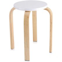 Aiducho - Tabouret empilable antidérapant Couleur Bonbon Tabouret Bois Tabourets de Cuisine Tabouret Rond Tabouret pour Enfants Blanc pour Maison Bar