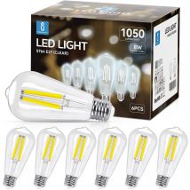 Aigostar - Bombilla led E27 con Filamento,Luz Fria 6500K,8W( Equivalente a 75W),1050 Lúmenes,No Regulable,Bombillas Decorativas,Pack De 6 Uds