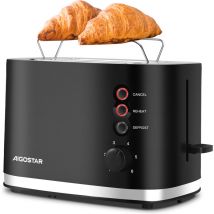 Aigostar - Energy - Toaster 2 Scheiben mit Brötchenaufsatz, extra breite Toastschlitze & Brotzentrierung, 6 Bräunungsstufen, Abbruch-, Auftau- &