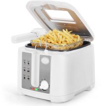 Fritteuse mit öl , 1650W , Fritteuse 2.5L mit Sichtfenster , emperaturregelung , Kontrollleuchte , Weiß - Aigostar