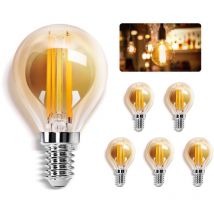 Aigostar - Vintage Bombilla led E14, 4W Equivalente a 37W, Blanco Cálido 2200K ,400lm, G45 Bombilla Filamento Led,Angulo de Apertura 360o,5 Pieza