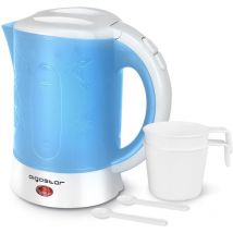 Aigostar - Kleiner Wasserkocher 0,6 Liter Mini Kettle, BPA-Frei, Kompakt Reisewasserkocher Set, Inklusive 2 Tassen und 2 Teelöffel, Leicht, Teekocher