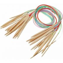 Aiguilles à Tricoter Circulaires en Bambou Set 24 Pouces 31.5inch 47inch Kit D'aiguilles à Tricoter 18 Tailles: 2mm-10mm (60cm)