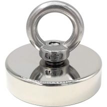 Aimant en néodyme super puissant 120 kg - Aimants puissants - Idéal pour la pêche magnétique - ø 60 mm avec œillet en néodyme