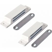 Aimant Porte Placard, Ferme Porte Magnétique Extra Forte - Force de maintien 13kg - Lot de 2 en blanc – Porte de Placard - pour portes, meubles,