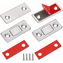 Aimant Porte Placard Loquet Magnetique 2 Pièces Ultra Mince Loqueteaux Magnétiques en Métal à Coller Aimant Fermeture Adhésif Aimant Puissant pour