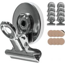 Aimants avec clips/pinces · 8x pinces magnétiques · pinces avec autocollant anti-rayures · aimants de réfrigérateur avec pinces · aimants puissants ·