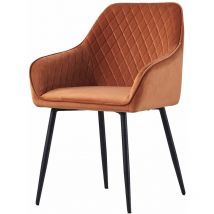 AINPECCA 1X Dining Chairs Orange Velvet Padded Seat Metal Leg Kitchen Chair Home Office Room(Orange,1)
