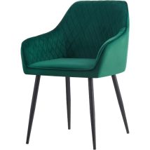 Ainpecca - 1X Dining Chairs Green Velvet Padded Seat Metal Leg Kitchen Chair Home Office Room(Green,1)