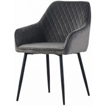 AINPECCA 1X Dining Chairs Grey Velvet Padded Seat Metal Leg Kitchen Chair Home Office Room(Grey,1)