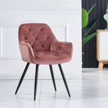 Ainpecca - 1PCS Dining Chairs Velvet Padded Seat Metal Legs Kitchen Chair Home Office (Rose,1PCS)
