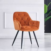 Ainpecca - 1PCS Dining Chairs Velvet Padded Seat Metal Legs Kitchen Chair Home Office (Orange,1PCS)