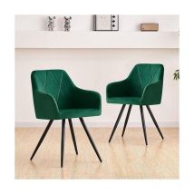 Ainpecca - 2X Dining Chairs Set Faux Suede Leather/Velvet Padded Metal Legs Armchair Home,GREEN
