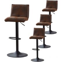 Ainpecca - Adjustable Bar Stools Set of 4 Swivel Suede Fabric Upholstered Barstools with Tufted Seat and Back, Breakfast Bar Chairs for Kitchen