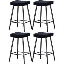 Ainpecca - Bar Stools Set of 4 Velvet Black Breakfast Dining Bar Stools Fixed Height Bar Stools Breakfast Bar, Counter, Kitchen and Home
