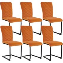 AINPECCA Velvet Dining Chairs Set of 6, Modern High Back Upholstered Dining Chairs with Metal Legs,for Kitchen,Home, Restaurant, Orange