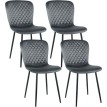 Ainpecca - Dining Chairs Set of 4 Velvet Dining Chairs Modern Office Chair with Backrest and Metal Legs for Kitchen Living Room (Grey)