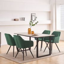 Ainpecca - Marble Top Wooden Dining Table and 4 Chairs Velvet Set Dining Room Rectangular Kitchen Furniture,GREEN
