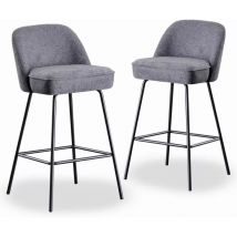 AINPECCA Modern Bar Stools Set of 2, High-Resilience with Spring Cushion and Metal Legs, Breakfast Bar Stools Armless Padded Back Breakfast Counter